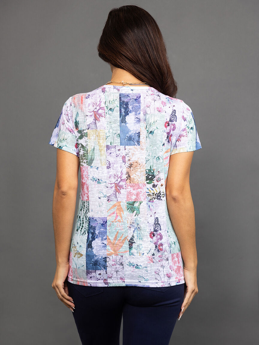 Short Sleeve Foil & Floral Top  Image 4
