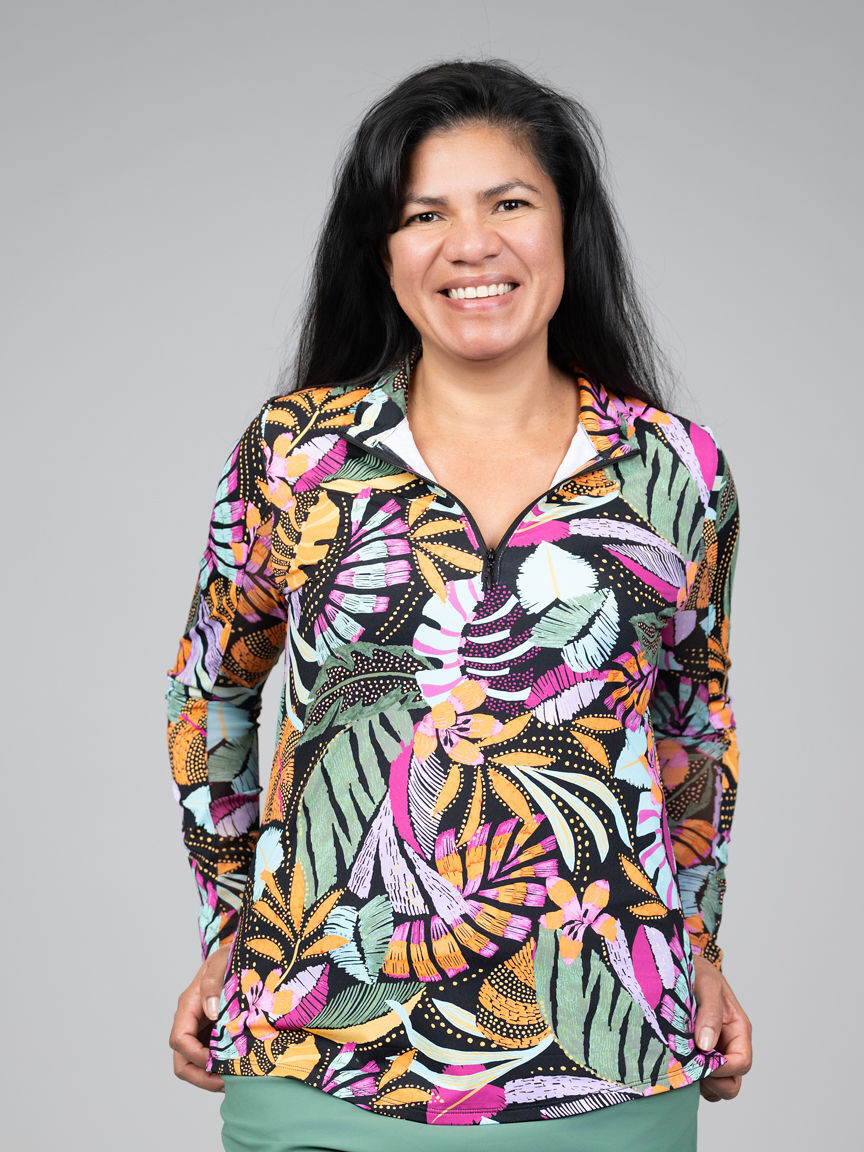 Printed Mock Neck Performance Golf Cardigan