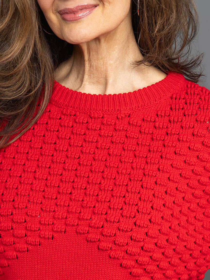 Popcorn Knit Crewneck Sweater Image 5