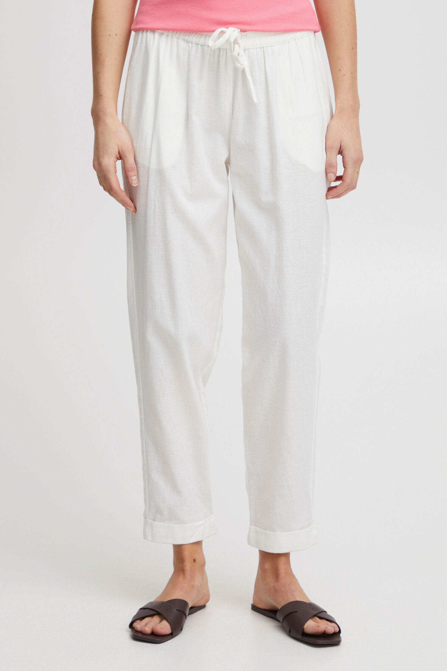 Pull-On Linen Blend Trousers Image 1