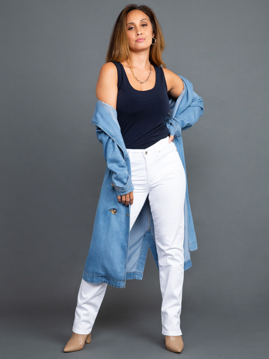 Double Breasted Denim Trench Coat Image 6