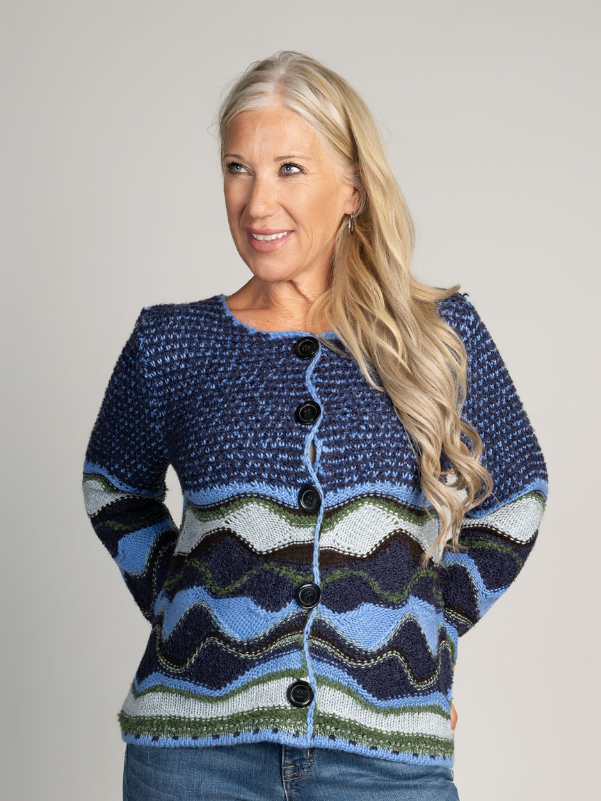 Scalloped Knit Button Up Cardigan