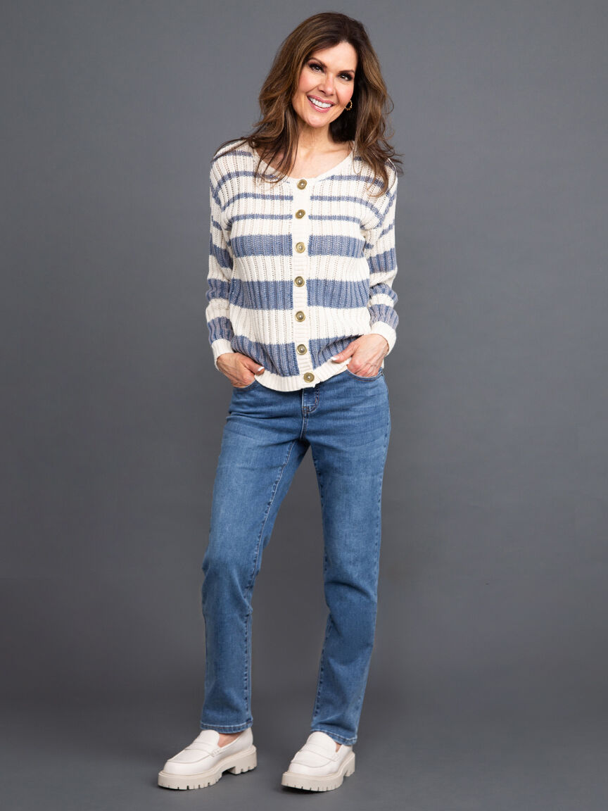 Wear Two Ways Striped Chunky Knit Sweater Image 1