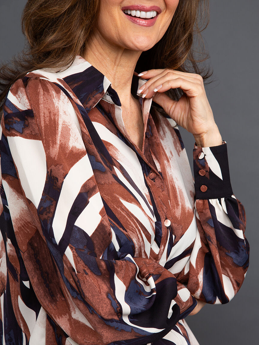 Button-Up Collared Blouse Image 5