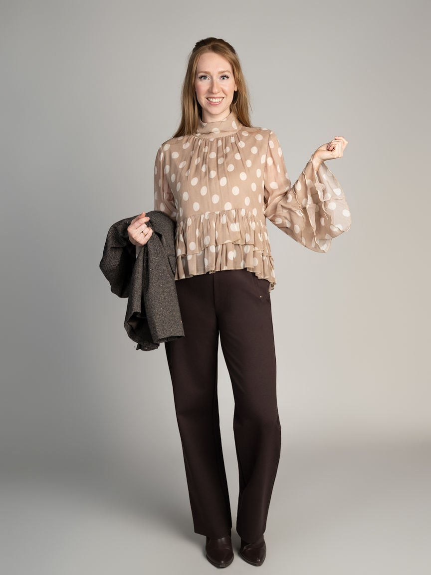 Mock Neck Ruffle Blouse