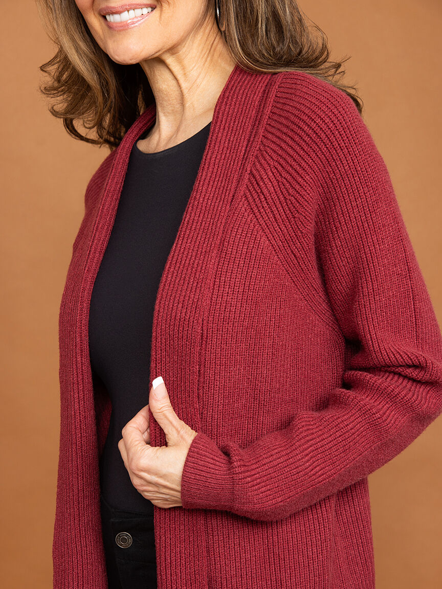 Long Sleeve Open Front Knit Cardigan Image 5