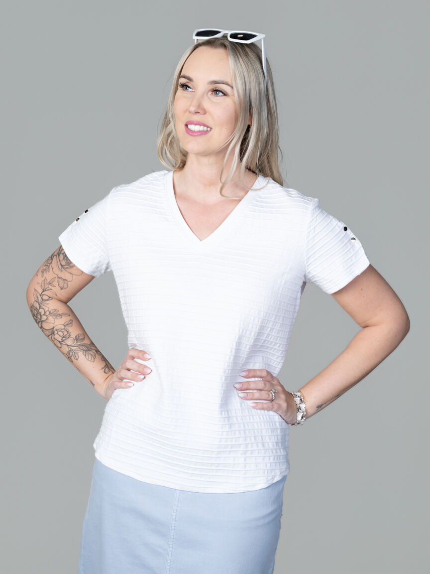 Short Sleeve Texture Striped Top