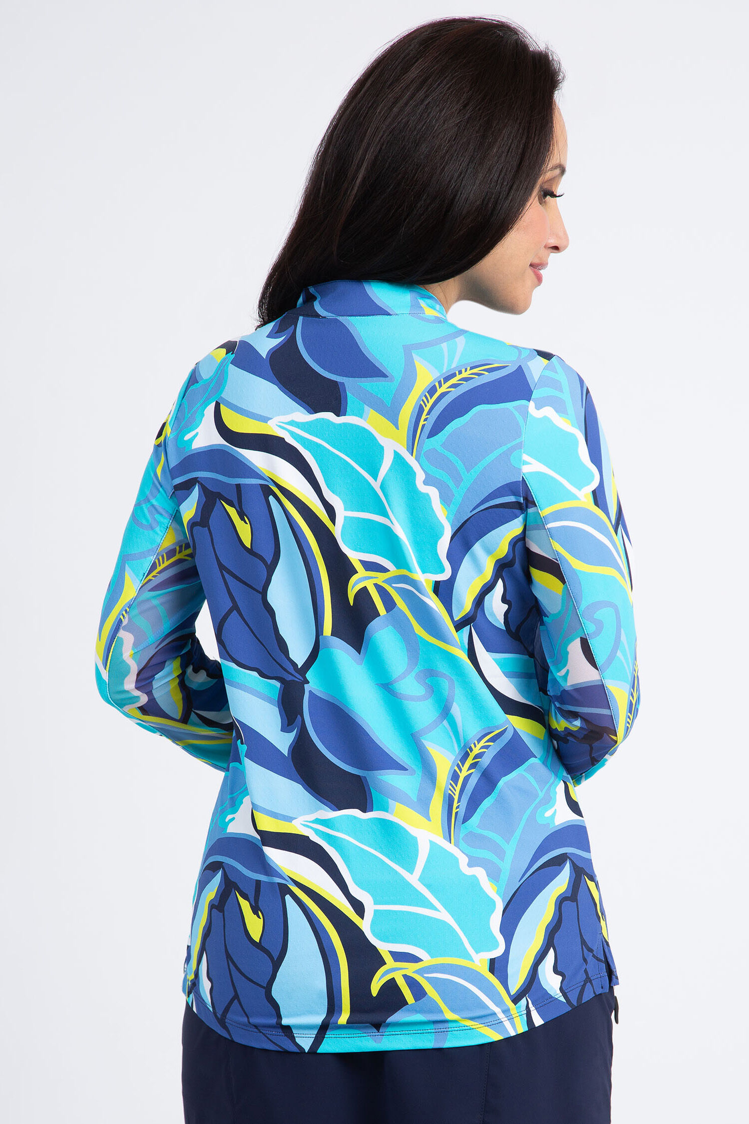 Printed Mock Neck Performance Golf Cardigan Image 4