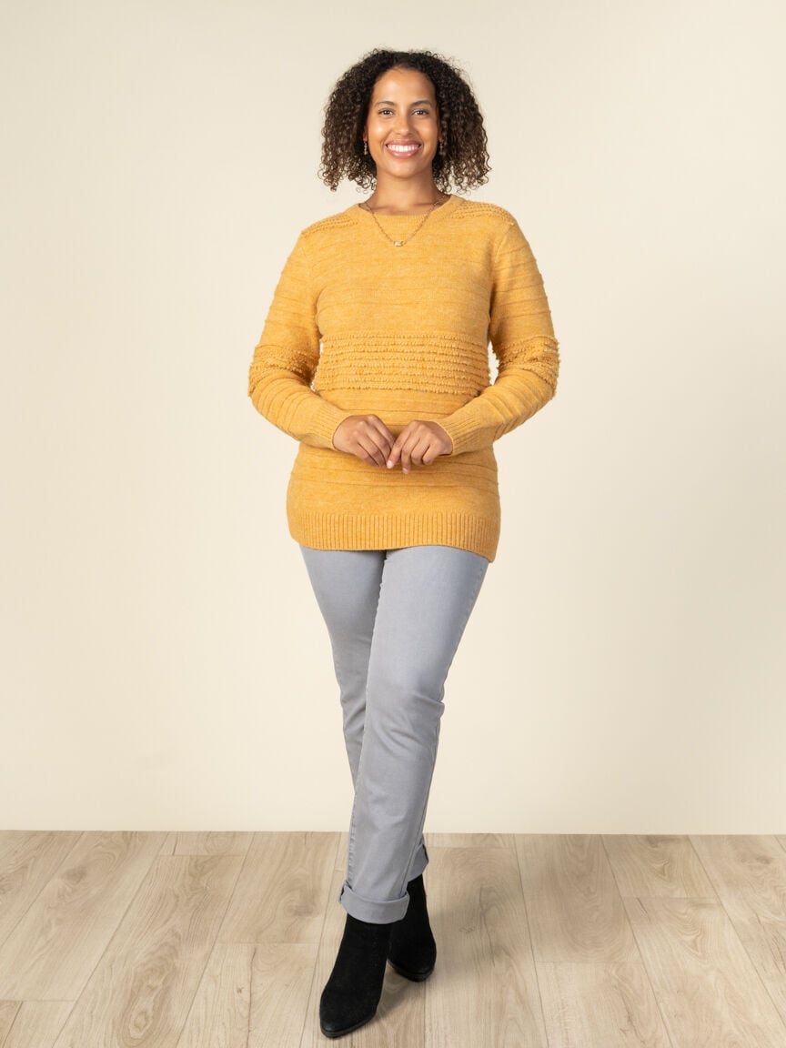 Long Sleeve Textured Knit Sweater