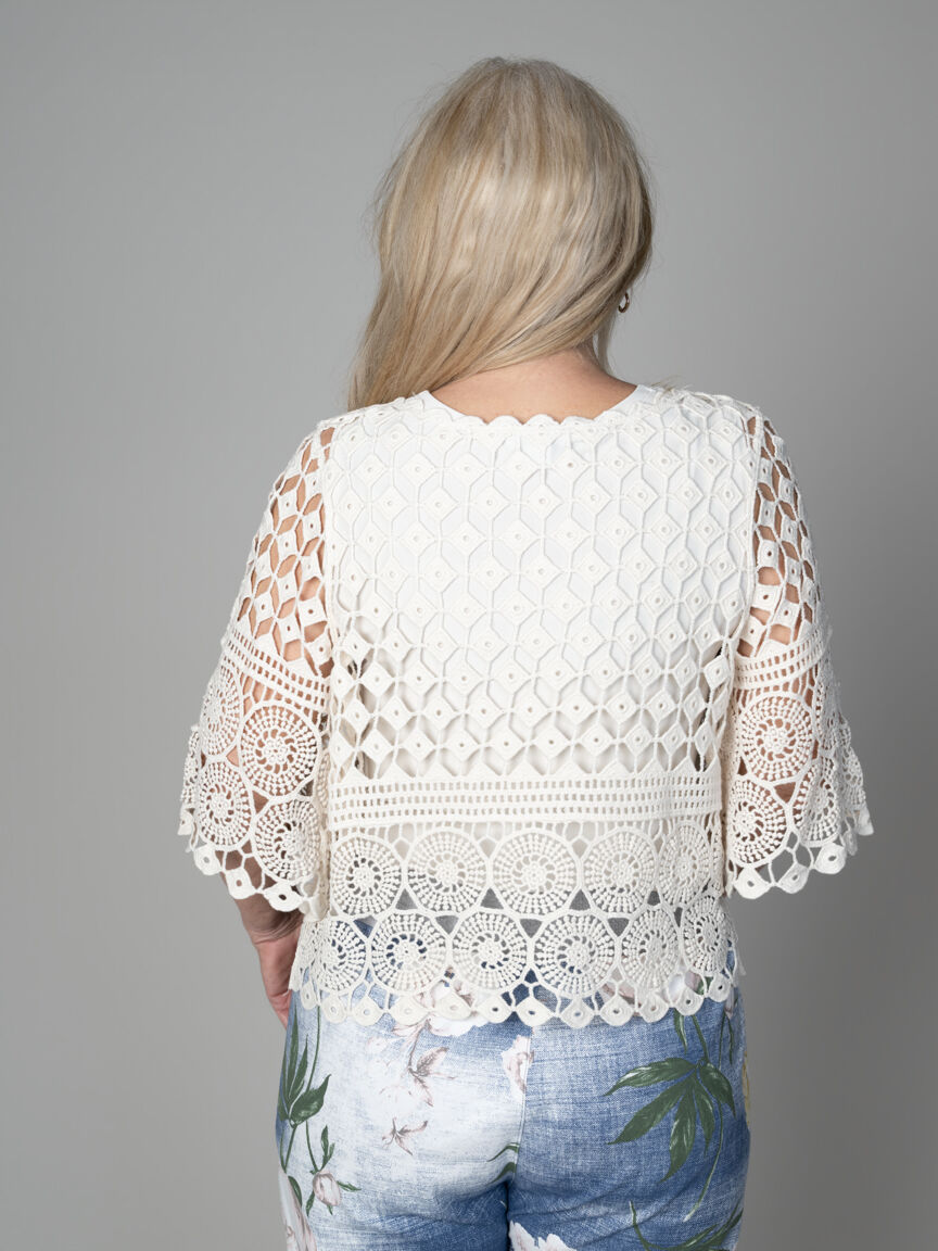 3/4 Sleeve Crochet Top