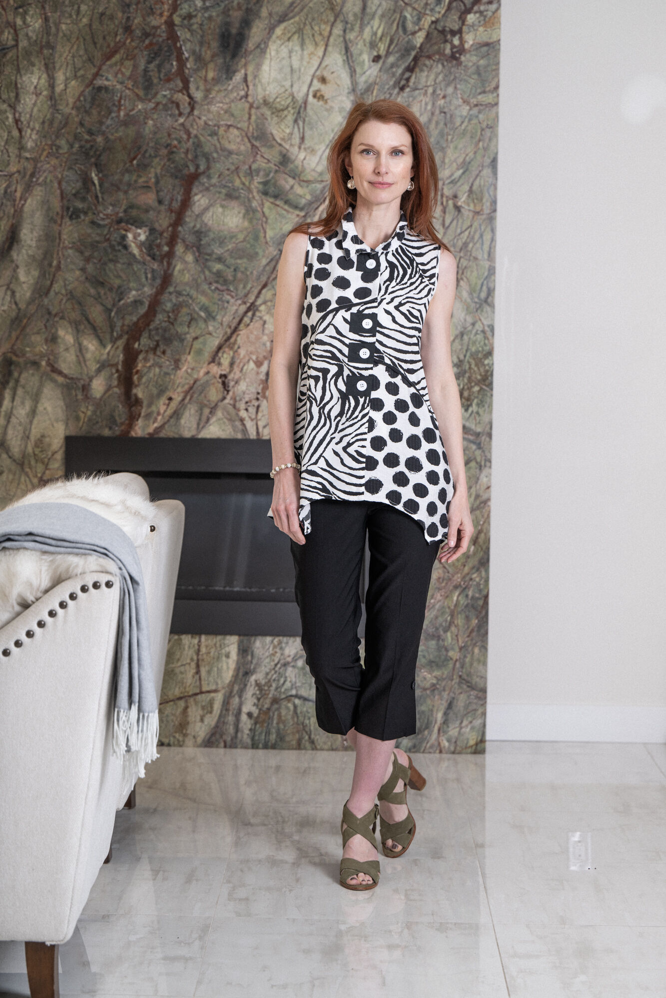 Sleeveless Multi-Print Blouse Image 4