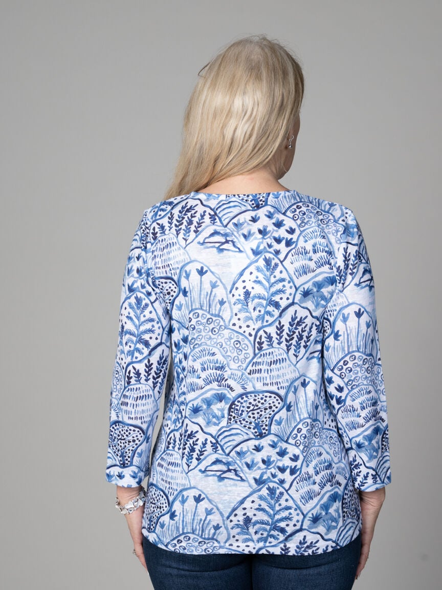 3/4 Sleeve Nature Print Top