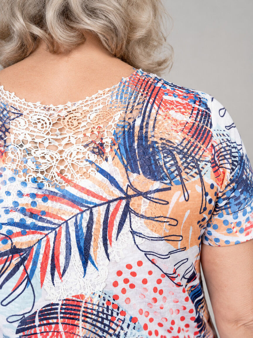Short Sleeve Top with Lace Back