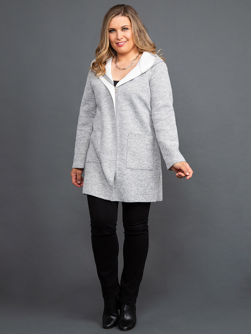 Hooded Zip-Up Coatigan Image 1