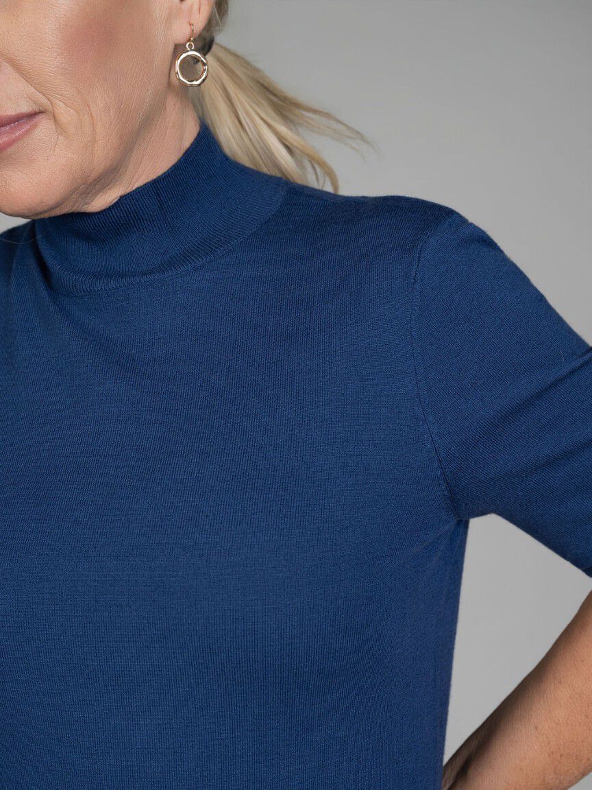 Elbow Sleeve Mock Neck Top