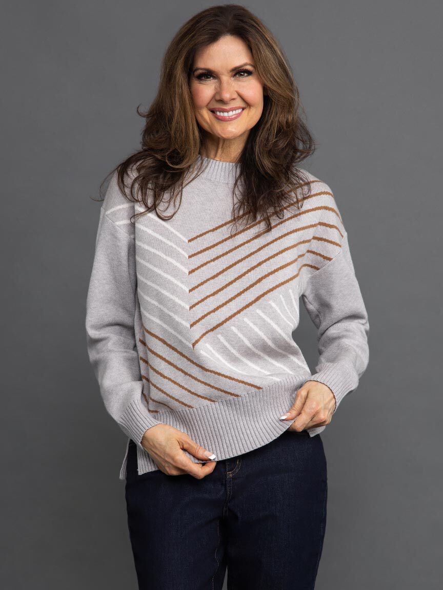 Chevron Stripe Long Sleeve Sweater Image 2