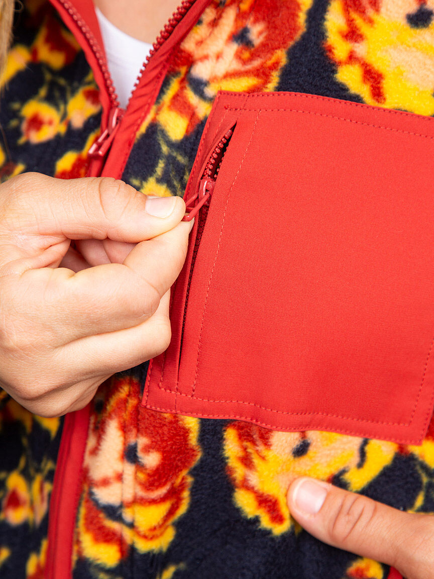 Polar Fleece Floral Hooded Jacket