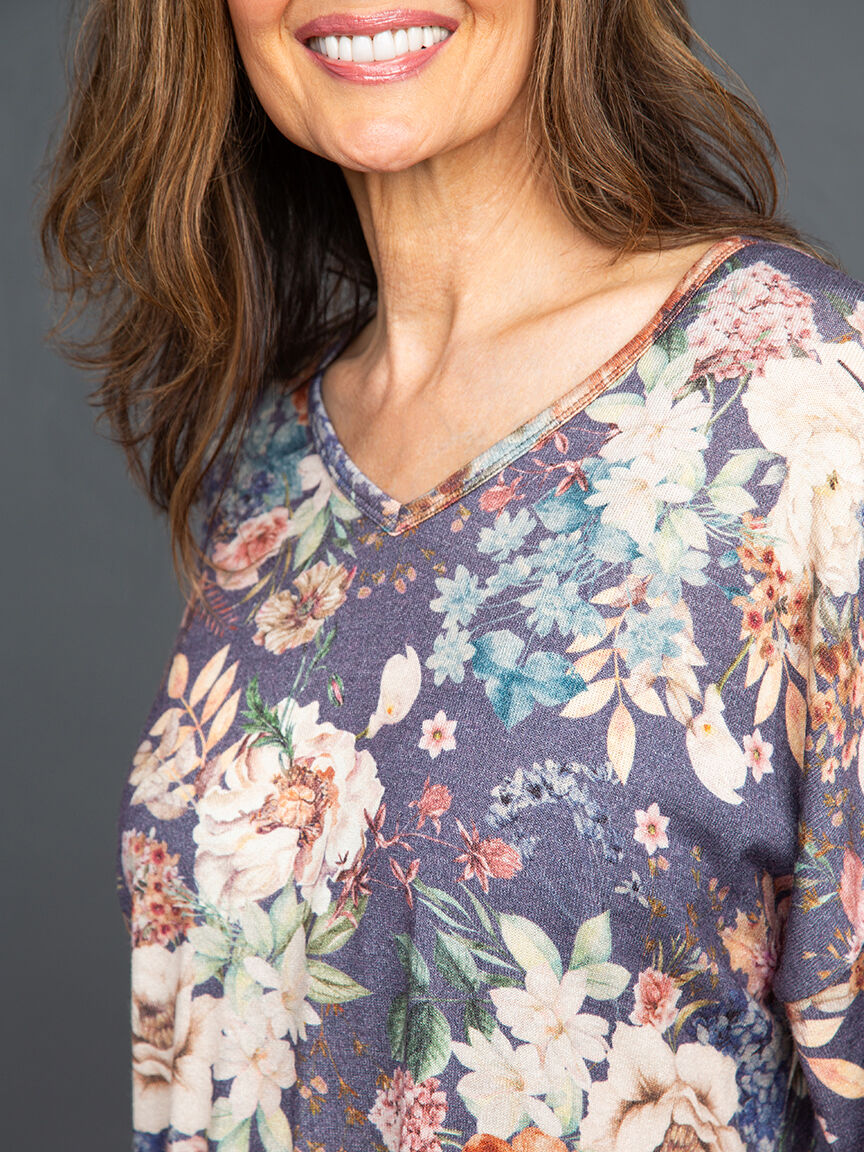 Floral V-Neck Knit Top Image 5