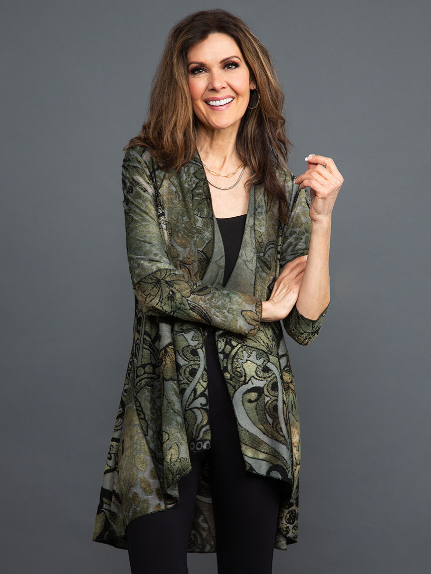 Open Front Nature Print Cardigan Image 2