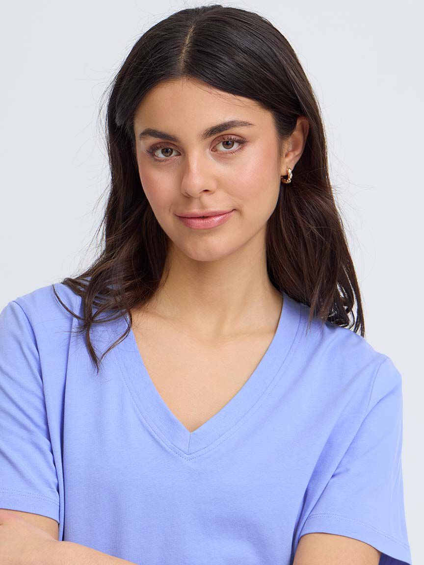 Short Sleeve V-Neck Cotton Shirt