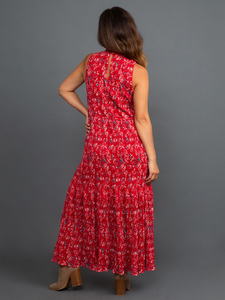 Ruffle Collar Pleated Maxi Dress Image 3