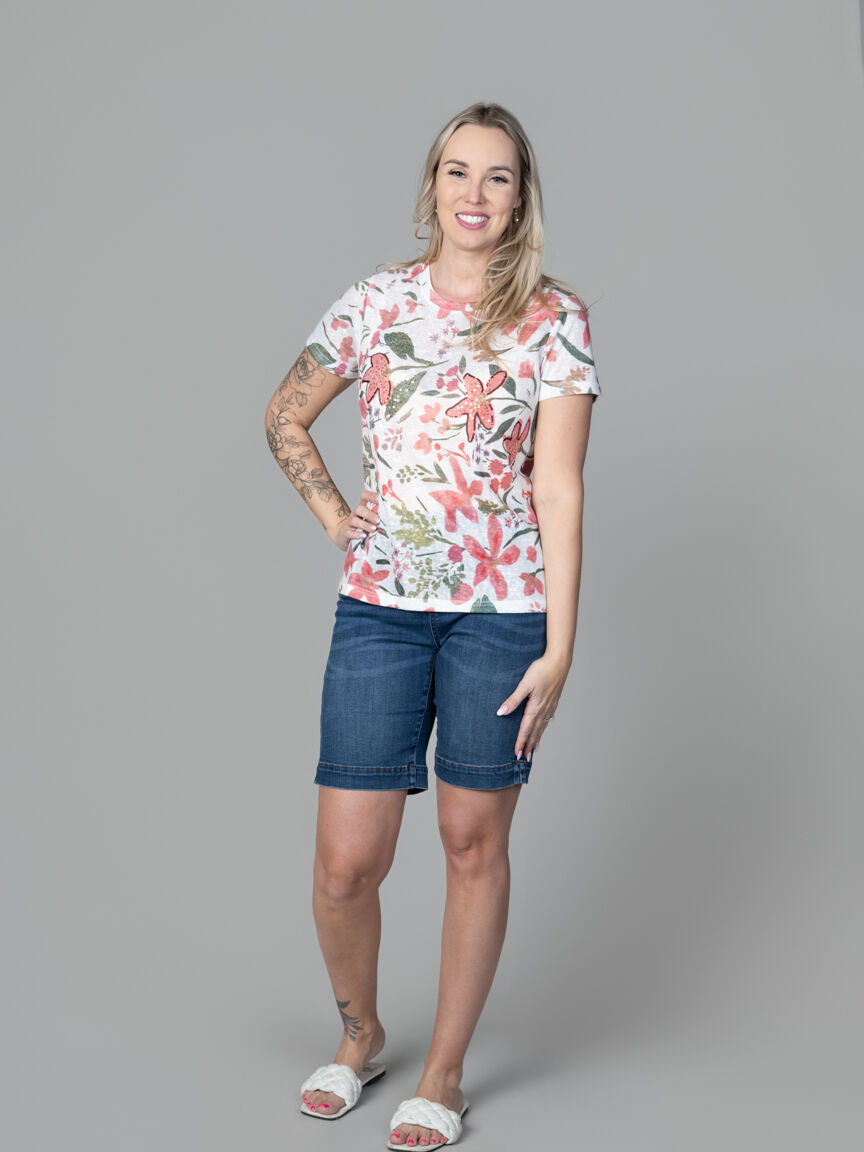 Audrey Mid-Rise Pull-On Bermuda Shorts