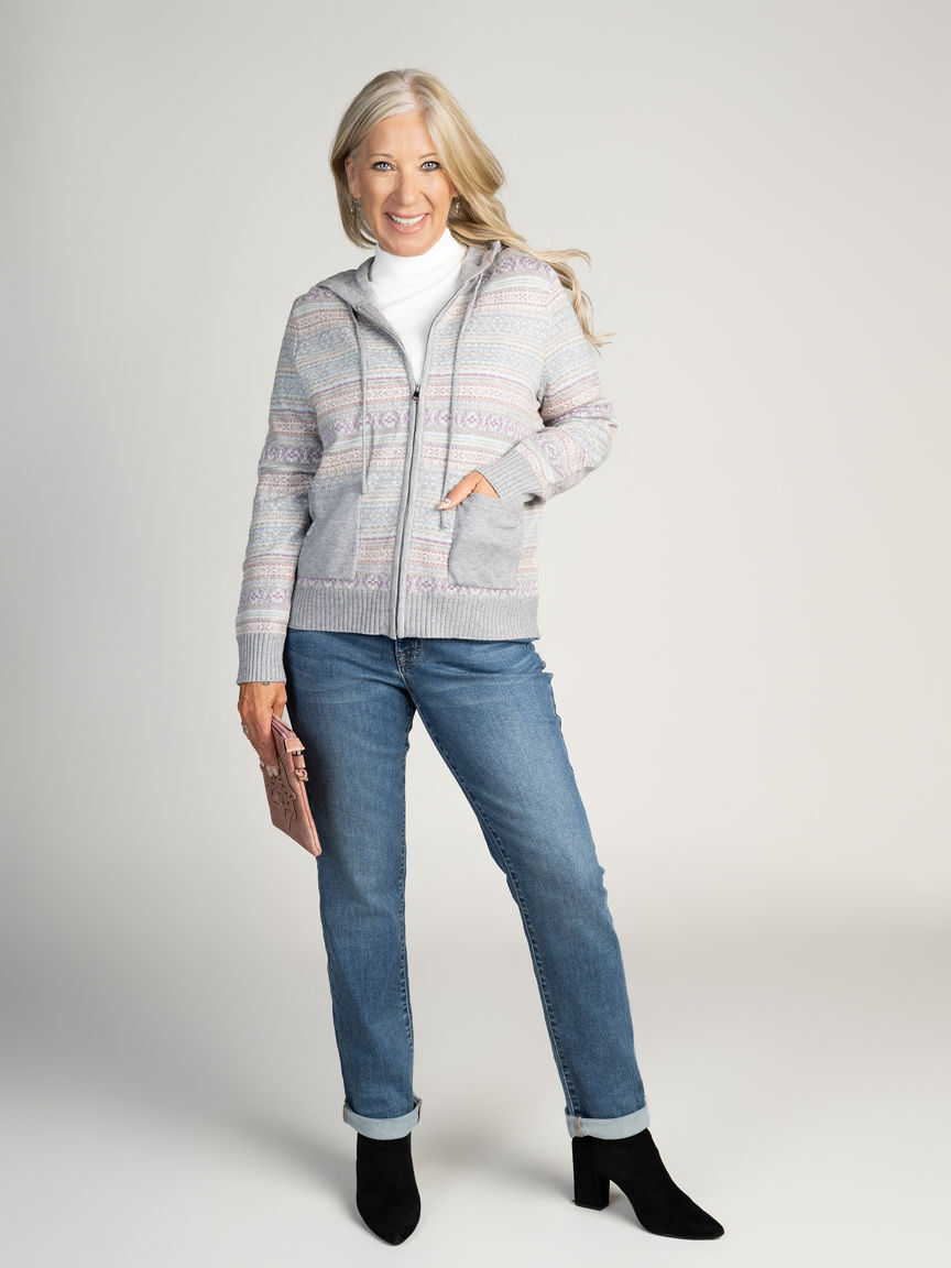 Zip-Up Hooded Cardigan