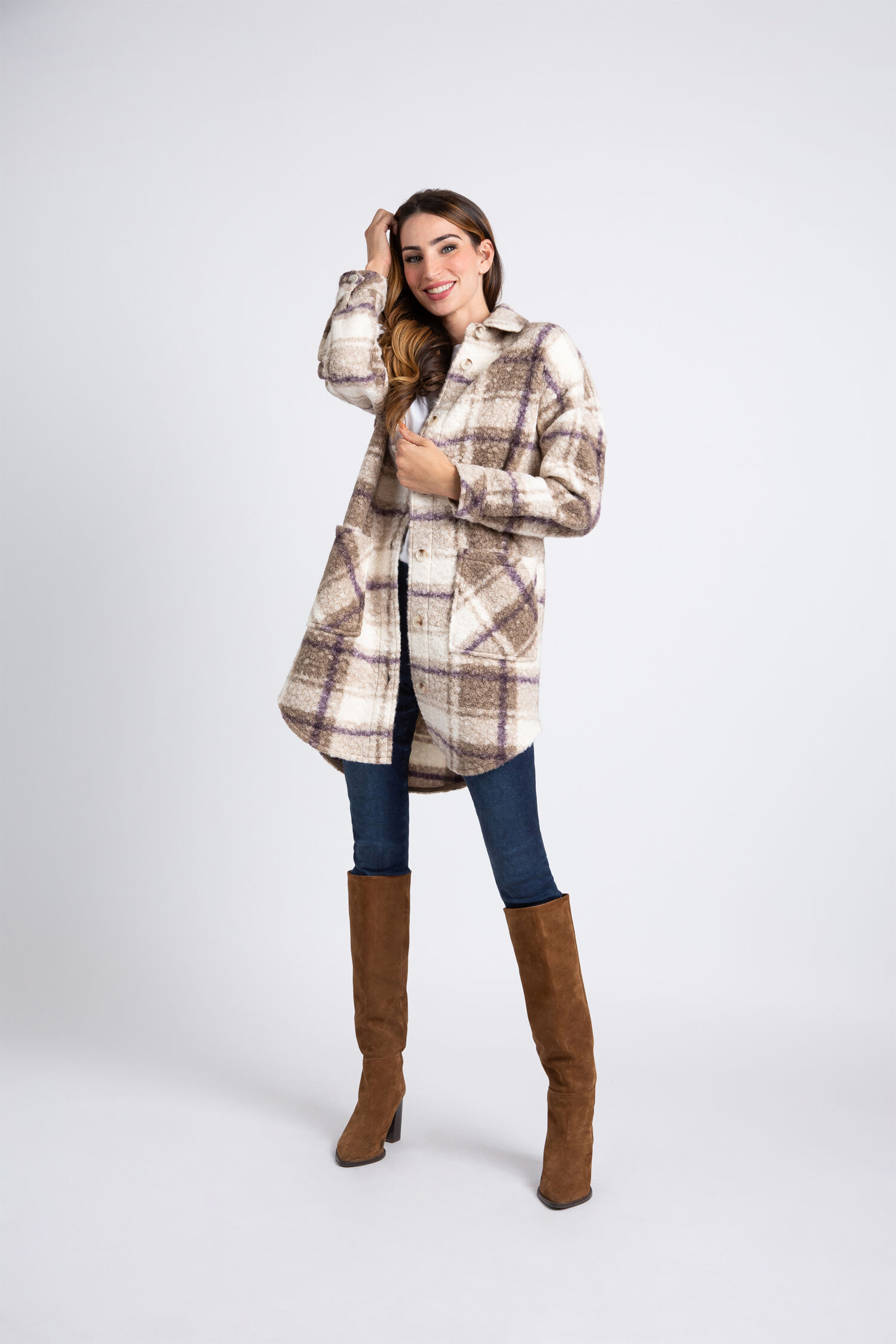 Plaid Boucle Shacket  Image 1