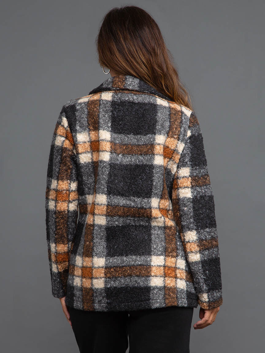 Plaid Boucle Shacket Image 4