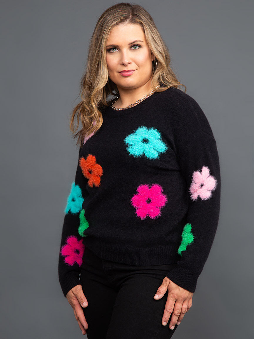 Long Sleeve Eyelash Daisy Sweater Image 2