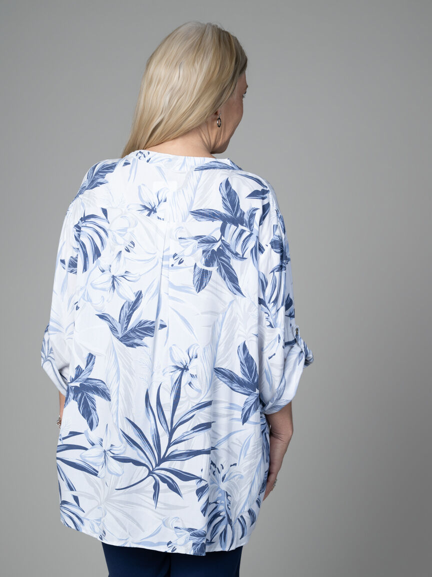 Flowy 3/4 Sleeve Blouse With Sequin Pockets