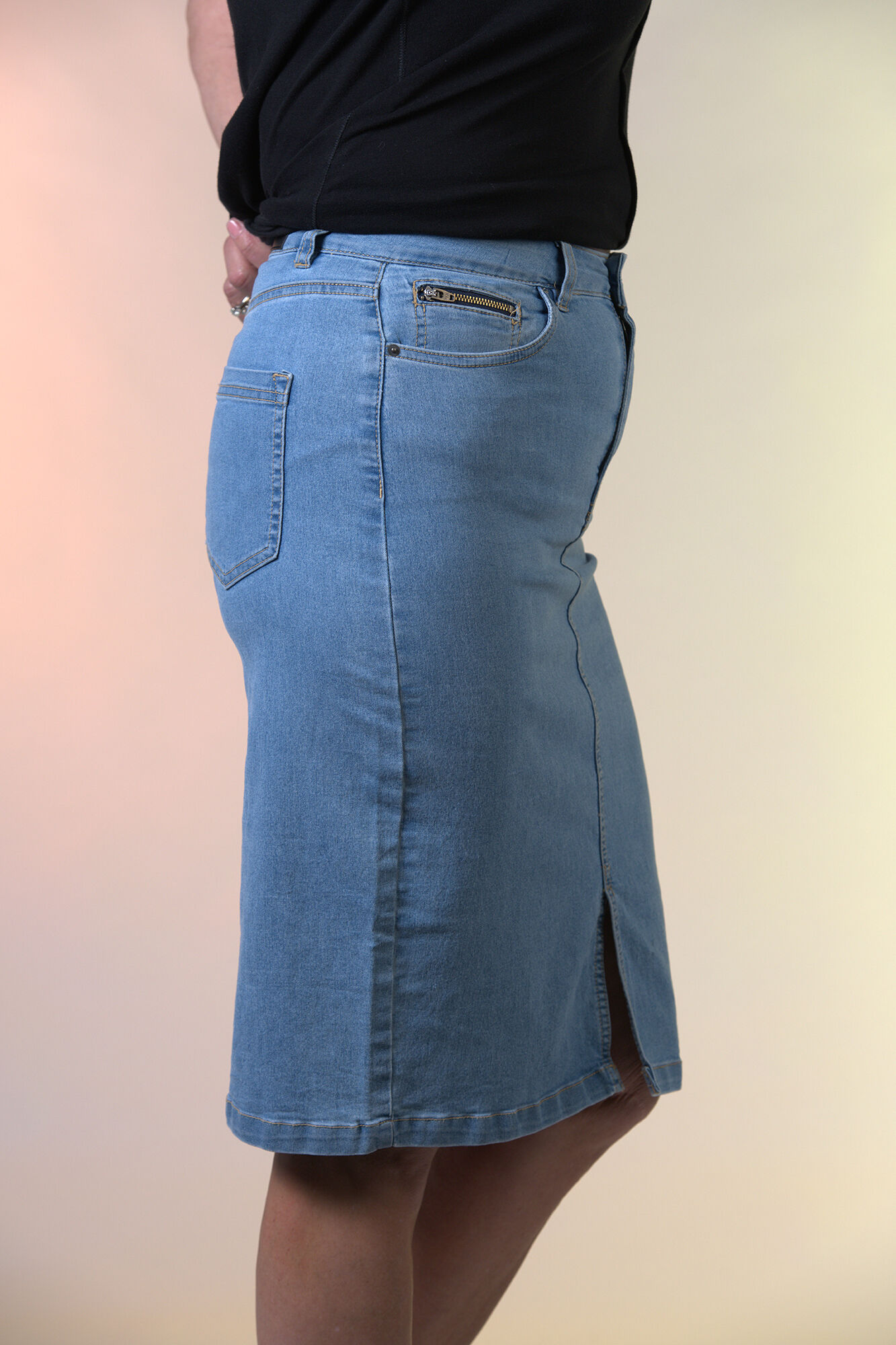 Kaffe Atalin Denim Skirt Midi Length Image 3