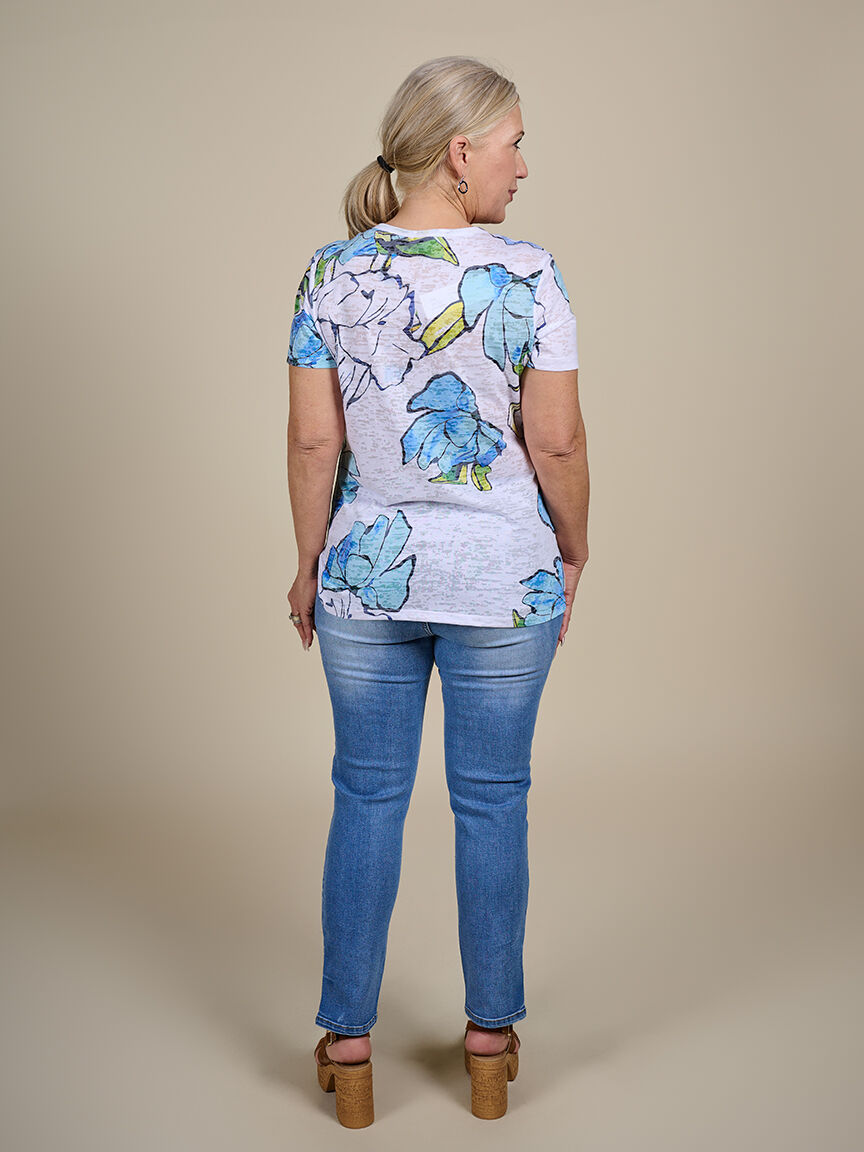 Short Sleeve Burnout Top with Hofix  Image 2