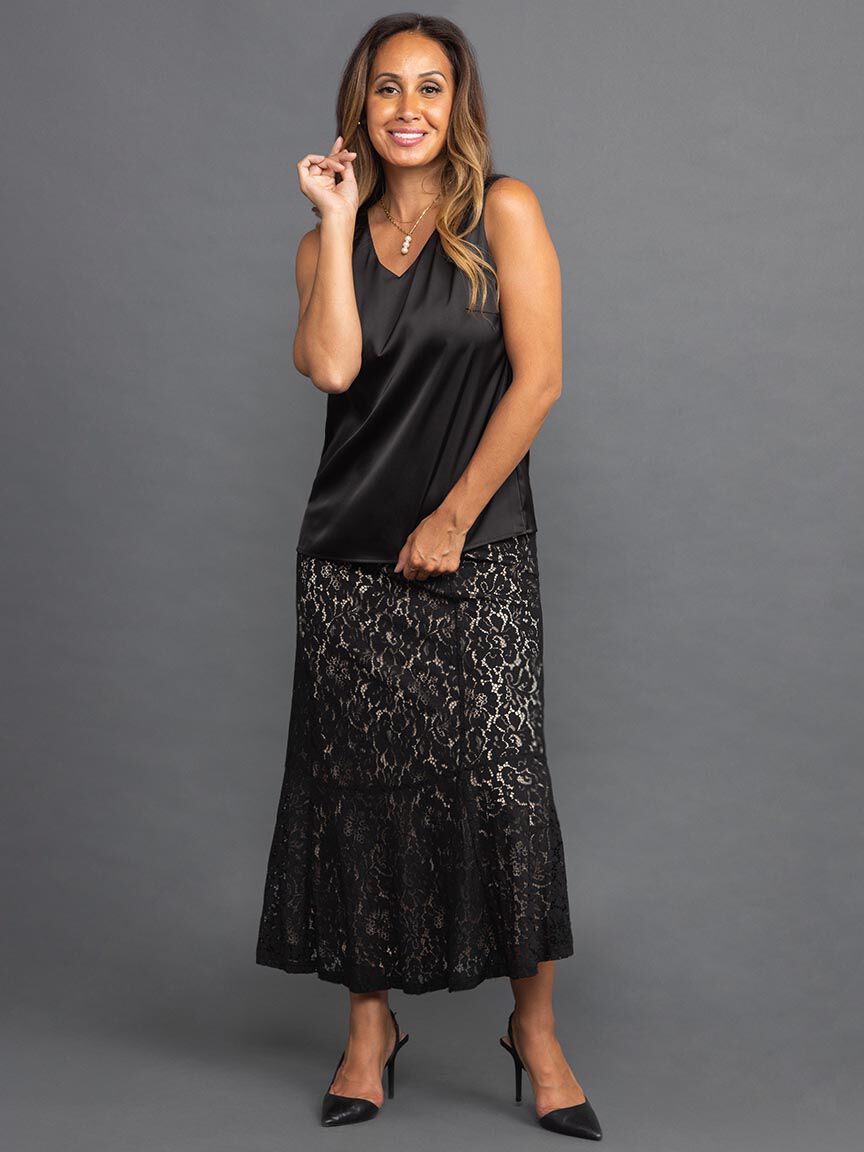 Sleeveless V-Neck Satin Blouse Image 1