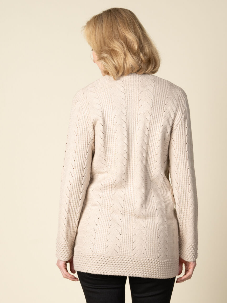 Long Sleeve Open Front Cable Knit Cardigan