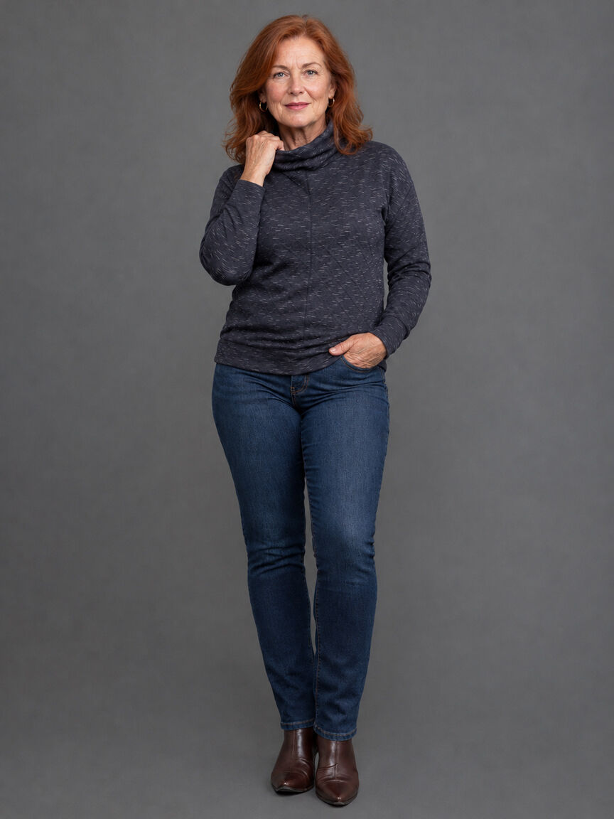 Long Sleeve Knit Top with Cowl Neck