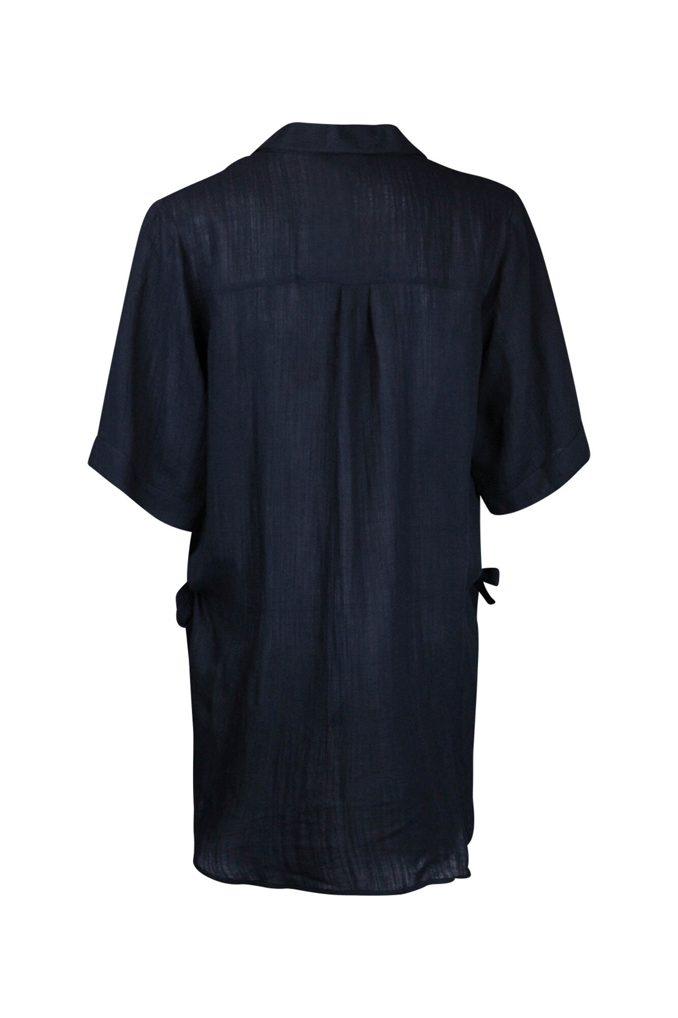 Button Front Blouse with Side Ties Hi-Lo Hem Image 2