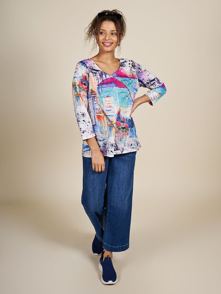 &frac34; Sleeve Slub Knit Top  Image 5