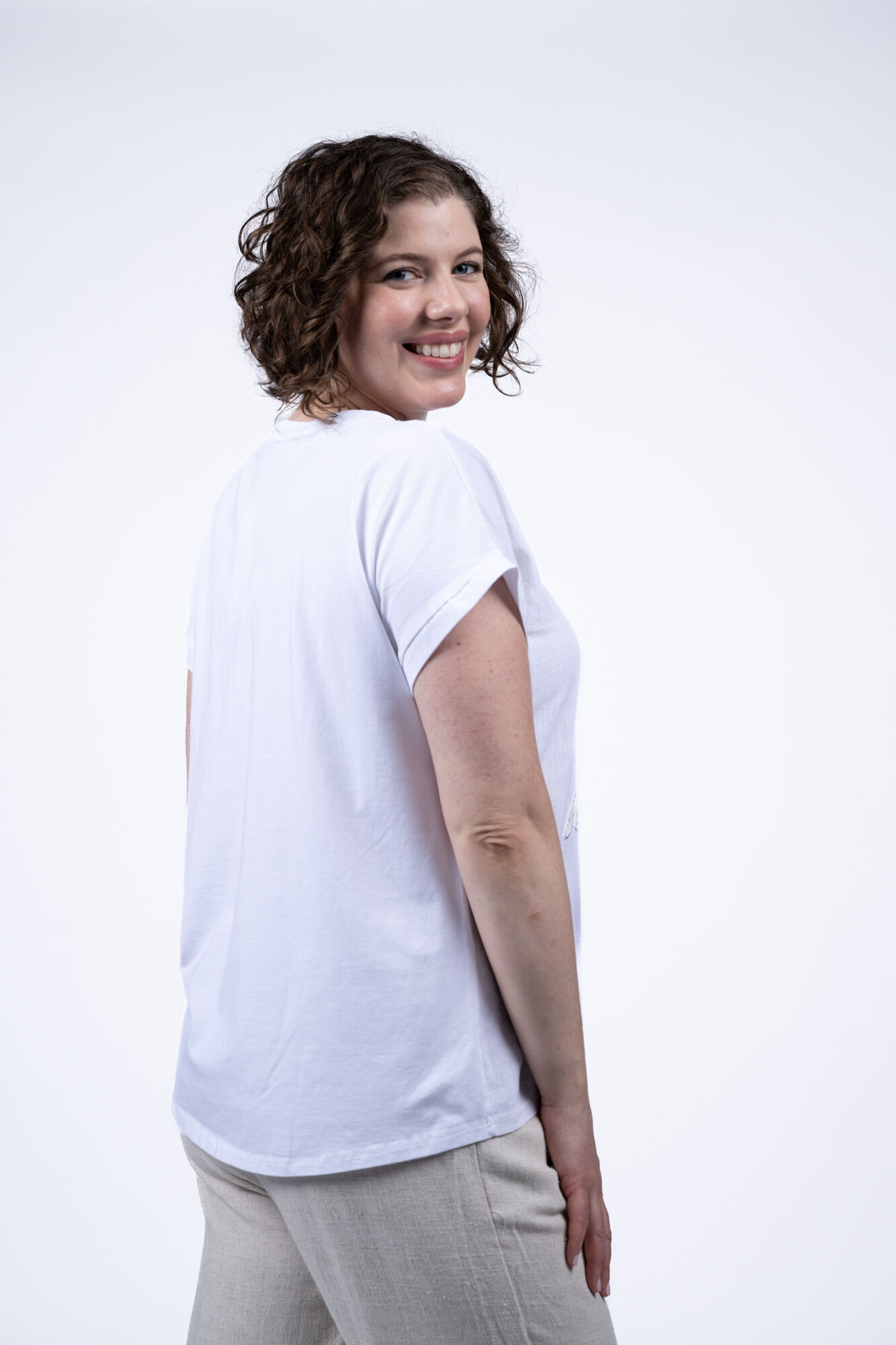 Linen Blend Sequin Tee Image 3