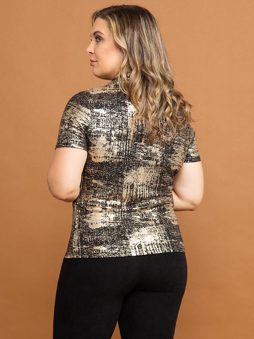 Short Sleeve Mock Neck Top Image 4