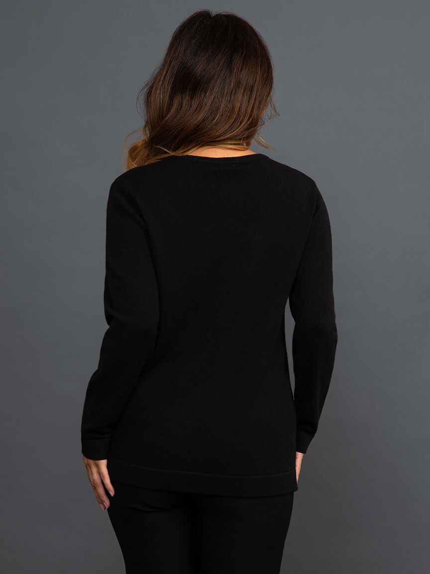 Embroidered Rose Knit Sweater Image 4