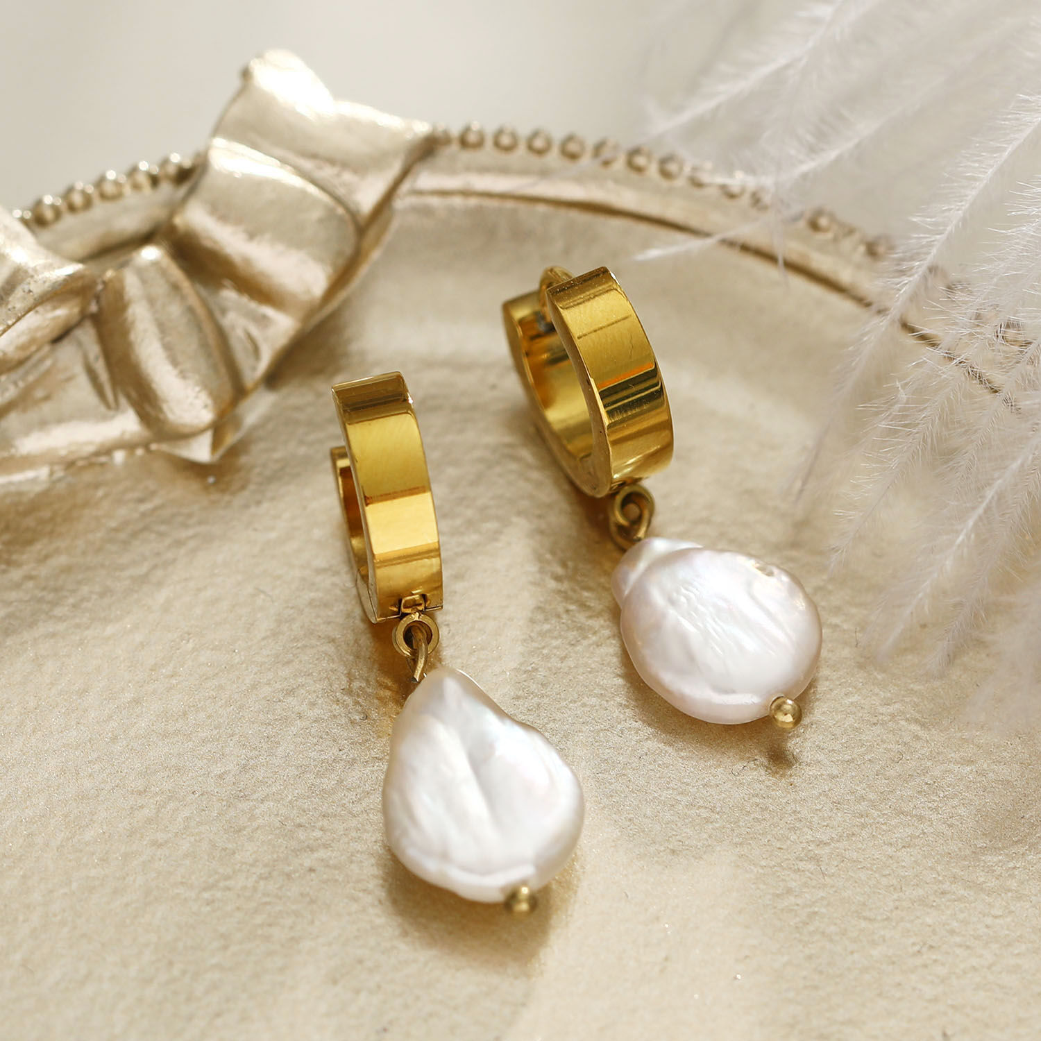 GAIA Baroque Freshwater Pearls on Mini Hoops Image 2