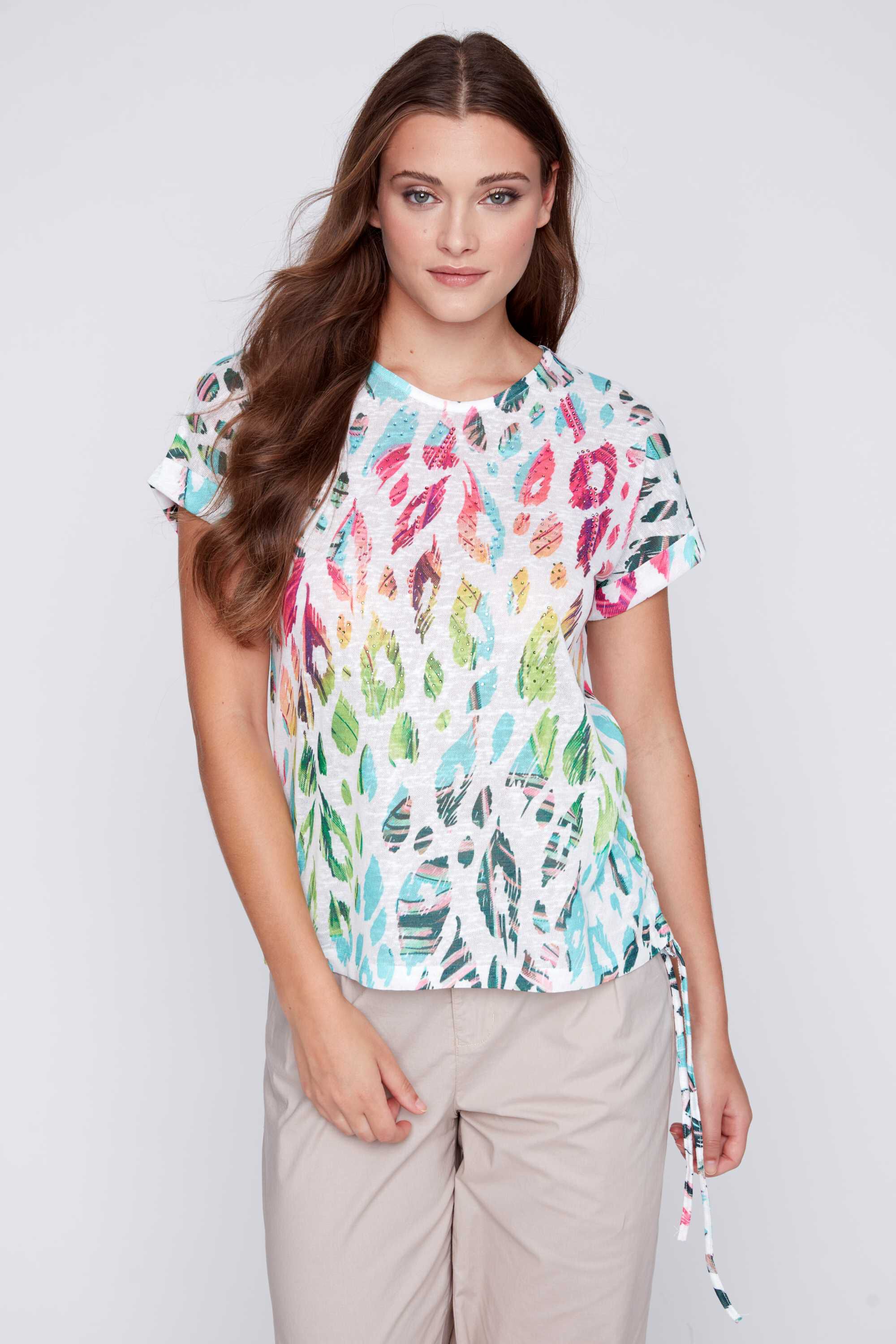 Cap Sleeve Rhinestone Tee Image 1