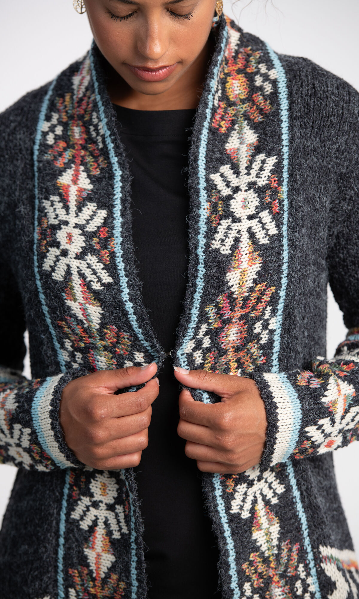 Open Front Long Knit Cardigan  Image 5