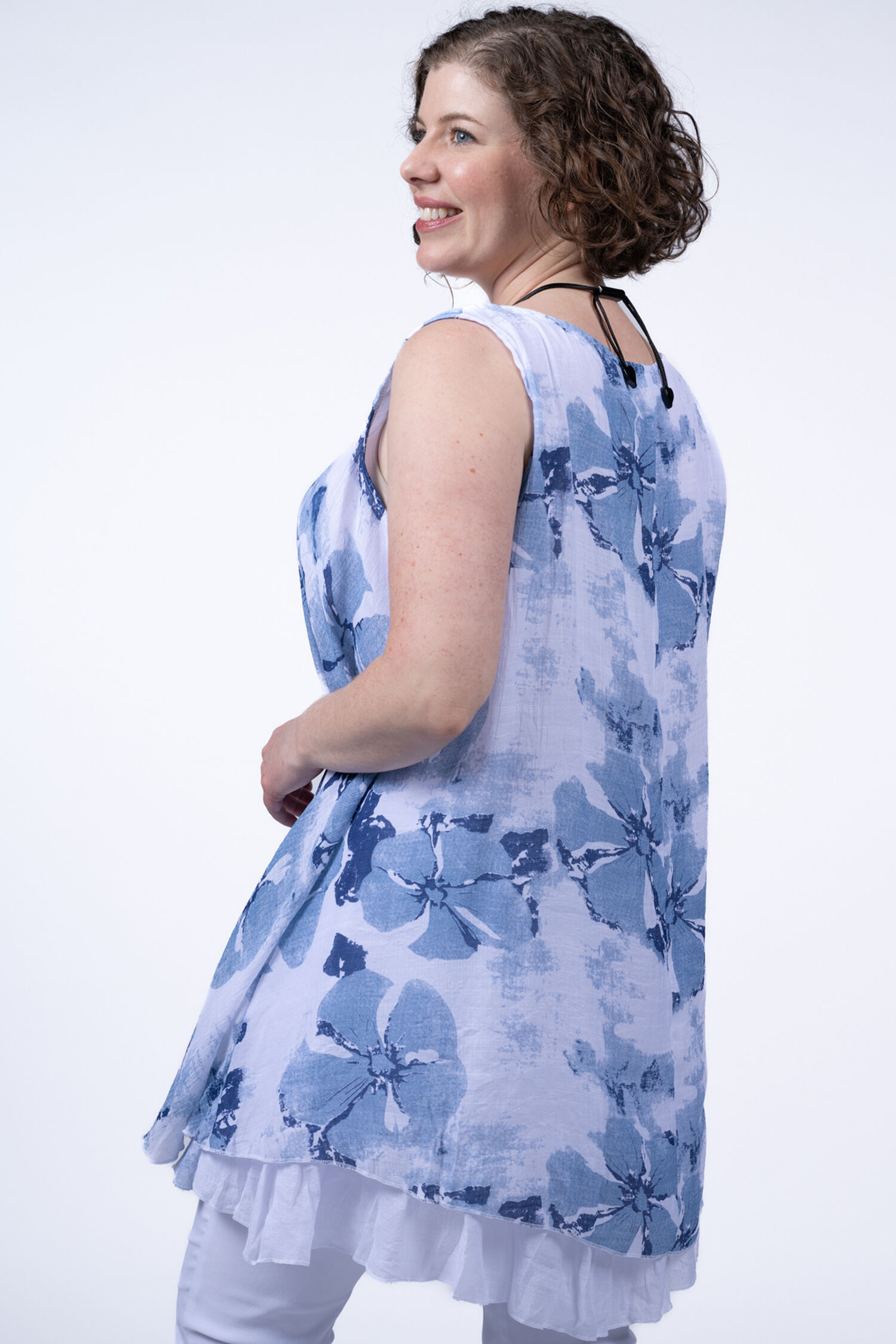 Sleeveless Linen Blend Layered Top Image 2