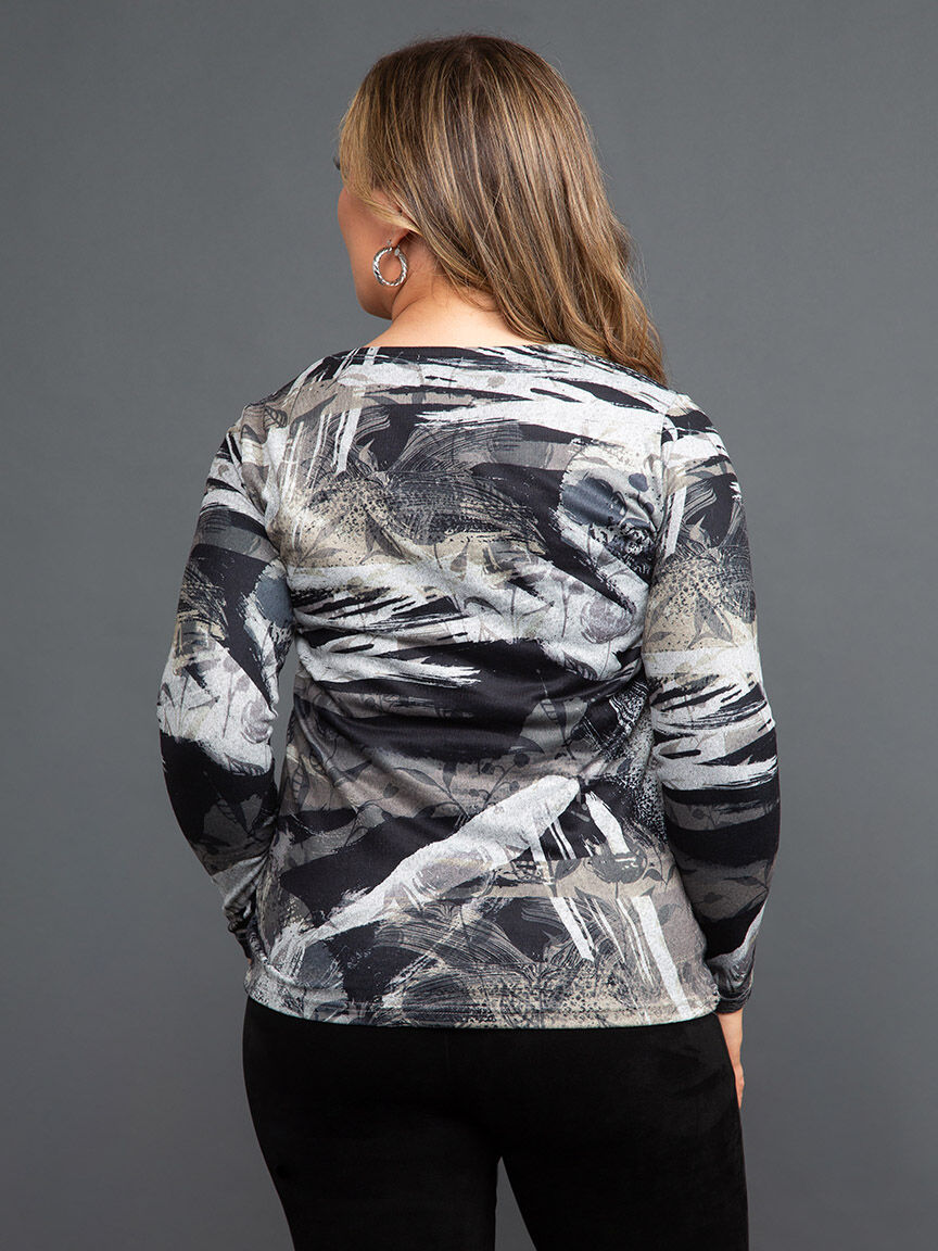 Long Sleeve Scoop Neck Hotfix Top Image 4