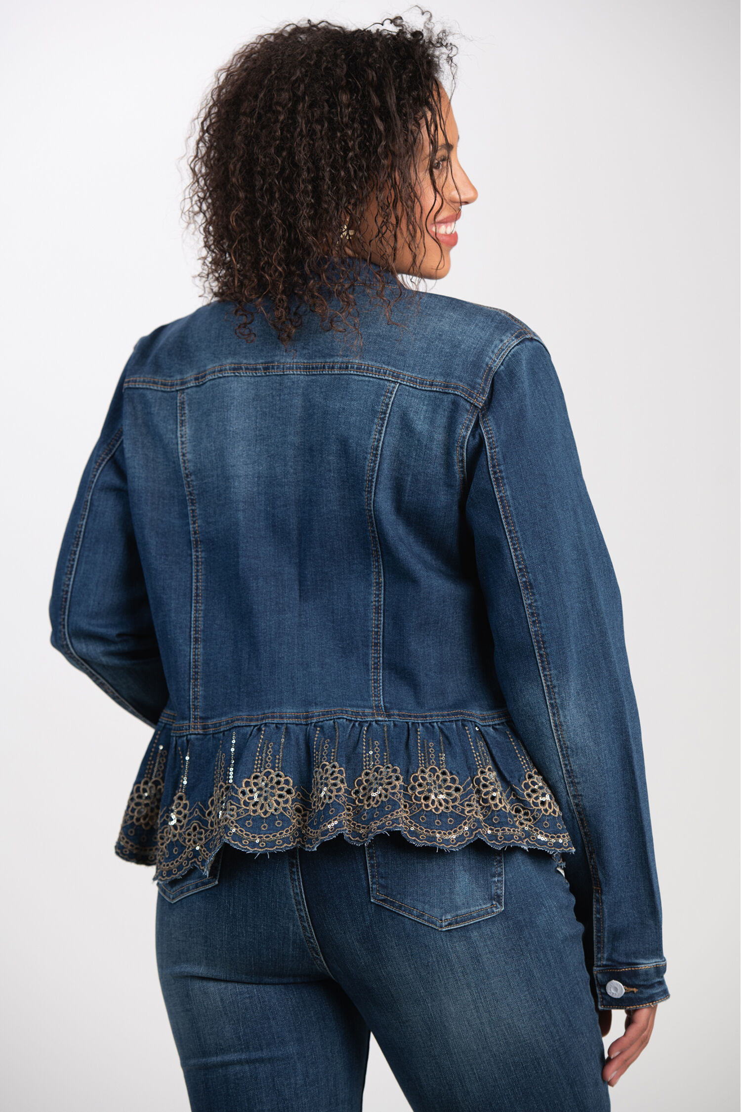 Scallop Hem Embellished Denim Jacket  Image 2