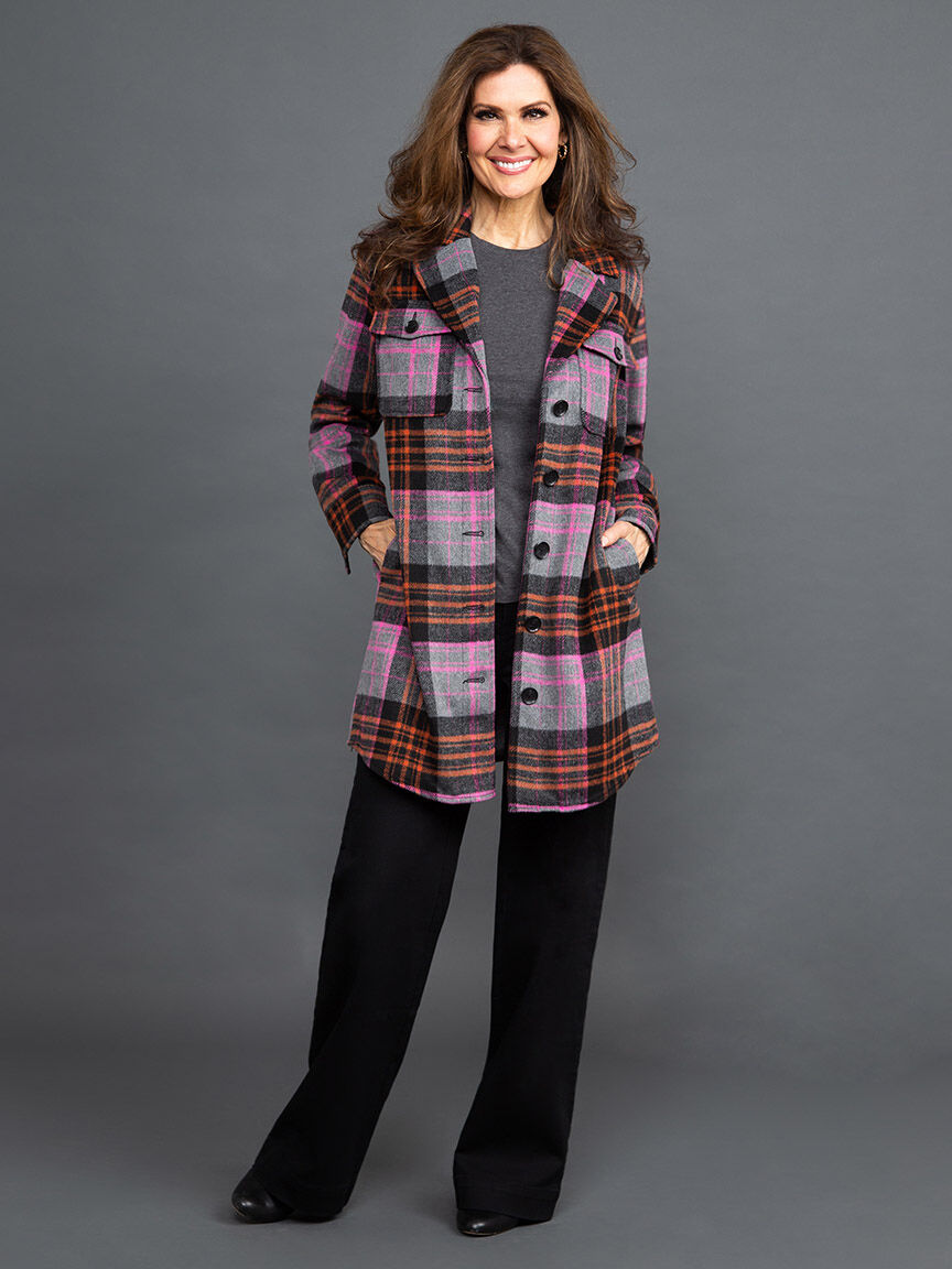 Long Plaid Shacket Image 2