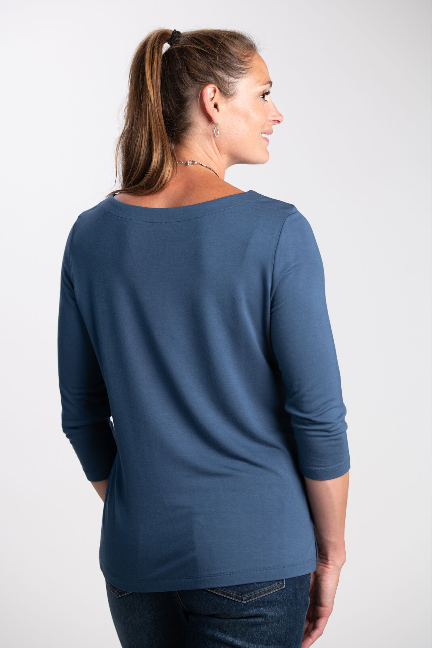 &frac34; Sleeve Boat Neck Top  Image 2