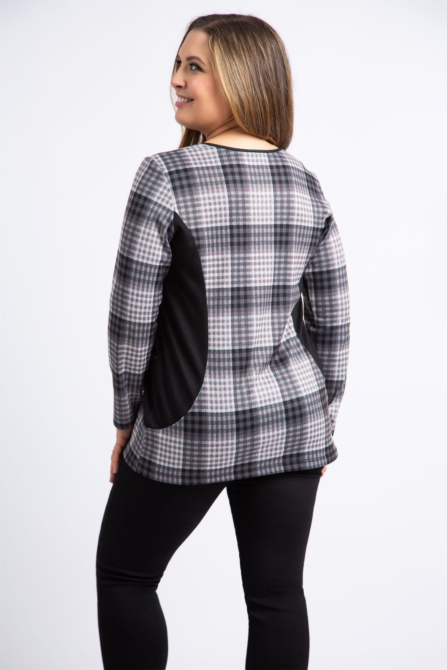 V-Neck Plaid Top w/ Pockets  Image 3